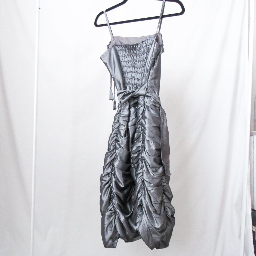 I. Design Original Vintage 90s Silver Ruched Dress Party dress! Size-S - Picture 4 of 14